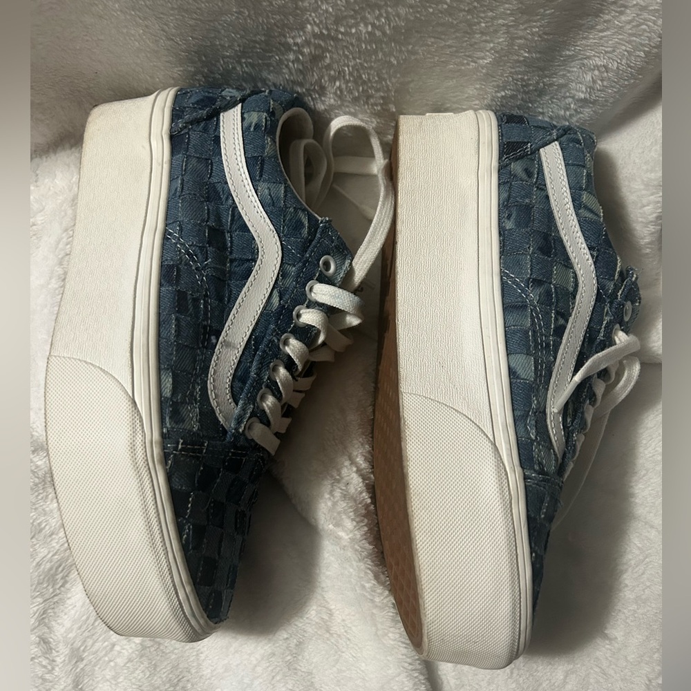 Vans Old Skool Platform Denim Checkered - Picture 2 of 5